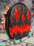 Handcrafted We Stay Creepy bag: Black and Red Glitter