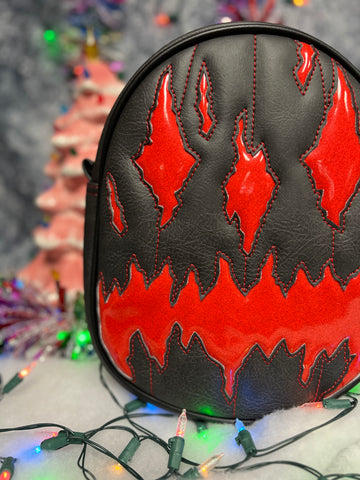 Handcrafted We Stay Creepy bag: Black and Red Glitter