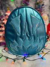 Load image into Gallery viewer, Handcrafted Scaredy Cat Bag: Metallic Blue glitter blue