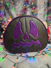 Load image into Gallery viewer, Handcrafted Scared Stiff Pumpkin bag/ Black and Purple Glitter - Crossbody Discontinued