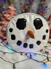 Load image into Gallery viewer, Handcrafted Snowman bag: Patent White with glitter black and Orange nose
