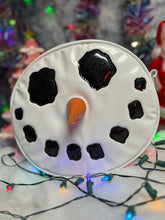 Load image into Gallery viewer, Handcrafted Snowman bag: Patent White with glitter black and Orange nose