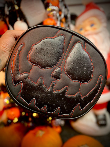 Black Friday Handcrafted : Unfortunate soul Black and Black Ostrich with Red Stitching