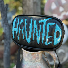Load image into Gallery viewer, Hand Crafted : Small square Haunted Bag Black and Blue Glitter
