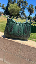 Load image into Gallery viewer, Hand crafted Hades Crossbody handbag Forest Green and Black