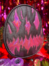 Load image into Gallery viewer, Handcrafted We Stay Creepy bag: Mauve bevelled material and Pink Iridescent