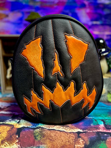 Handcrafted Scaredy Cat Bag: Black and Orange Iridescent