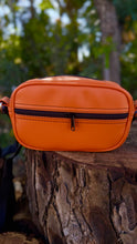 Load image into Gallery viewer, Handcrafted Happy square Bag: Orange and Black