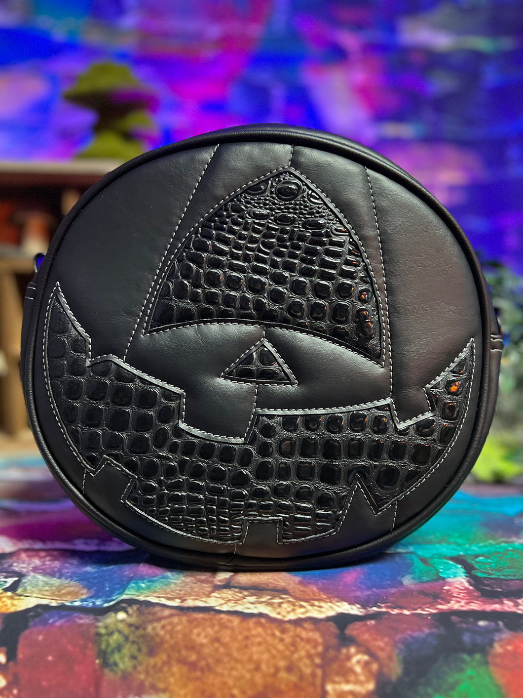 Hand Crafted Cyclops: Black and Black Faux Snake skin