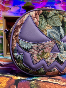Pre Order Hand Crafted : Mean Face Floral Tapestry bag - Lilac