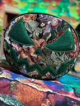 Load image into Gallery viewer, Pre Order  Hand Crafted : Mean Face Floral Tapestry bag - Green Glitter