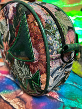 Load image into Gallery viewer, Hand Crafted : Mean Face Floral Tapestry bag - Green Glitter