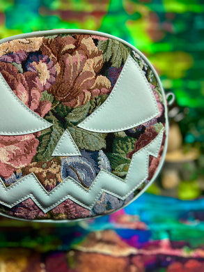 Hand Crafted : Mean Face Floral Tapestry bag - Robbins egg blue