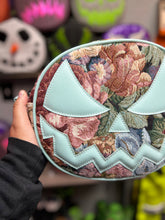 Load image into Gallery viewer, Pre Order Hand Crafted : Mean Face Floral Tapestry bag - Robbins egg blue