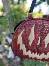 Load image into Gallery viewer, Handcrafted Too Bad Pumpkin bag/Red Croc with Gold accents and champagne
