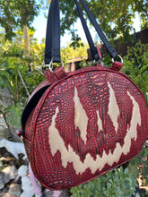 Load image into Gallery viewer, Handcrafted Too Bad Pumpkin bag/Red Croc with Gold accents and champagne