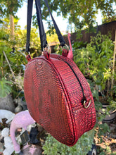 Load image into Gallery viewer, Handcrafted Too Bad Pumpkin bag/Red Croc with Gold accents and champagne