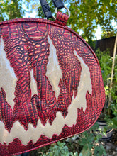 Load image into Gallery viewer, Handcrafted Too Bad Pumpkin bag/Red Croc with Gold accents and champagne