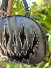 Load image into Gallery viewer, Handcrafted Too Bad Pumpkin bag/ Black and Patent Vinyl