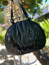 Load image into Gallery viewer, Handcrafted Too Bad Pumpkin bag/ Black and Patent Vinyl