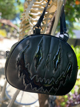 Load image into Gallery viewer, Handcrafted Too Bad Pumpkin bag/ Black and Patent Vinyl