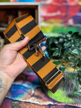 Load image into Gallery viewer, Hand-crafted Long Webbing Strap: black and orange Striped