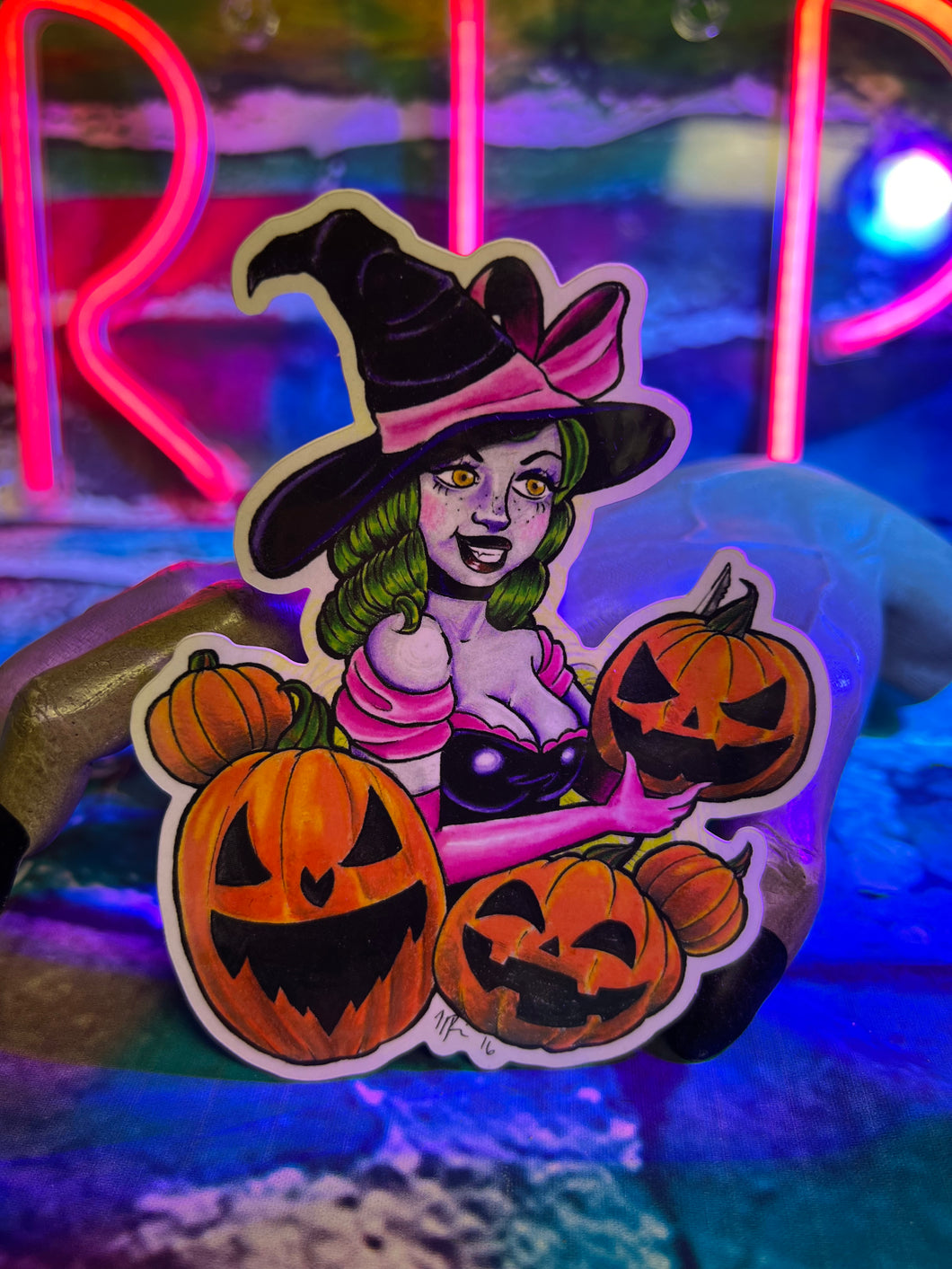 Pumpkin Witch Vinyl Sticker