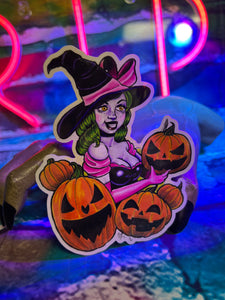 Pumpkin Witch Vinyl Sticker