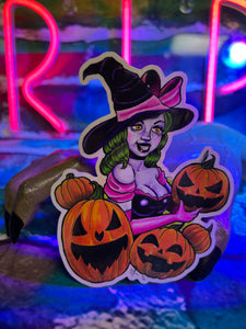 Pumpkin Witch Vinyl Sticker