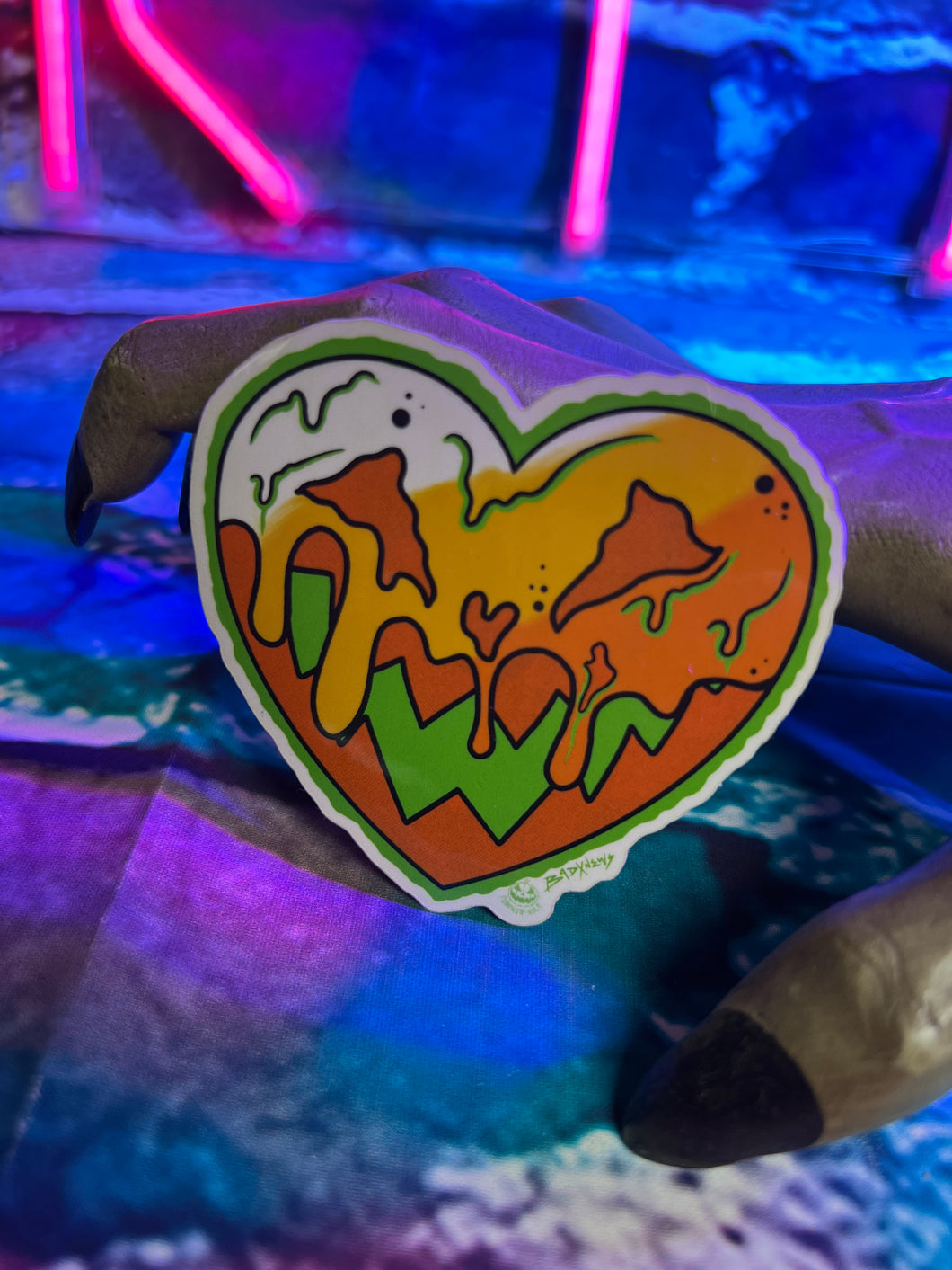 Dripping Candy Corn Heart Vinyl Sticker