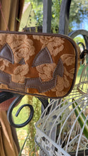 Load image into Gallery viewer, Handcrafted Small Happy Face Belt Bag : Floral Tapestry and Brown
