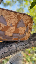 Load image into Gallery viewer, Handcrafted Small Happy Face Belt Bag : Floral Tapestry and Brown