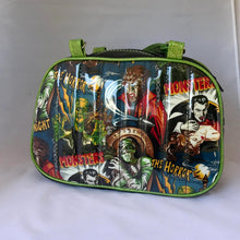 Load image into Gallery viewer, Handbag with Monster design, Green accents on a white background 