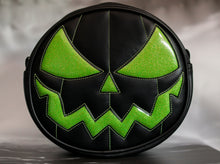 Load image into Gallery viewer, Black Jack O'Lantern with Green Glitter Eyes and Mouth 