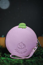Load image into Gallery viewer, Back view of jack-o-lantern wallet debossed with Pumpkin Kult logo