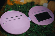 Load image into Gallery viewer, Inside view of lilac jack-o-lantern wallet