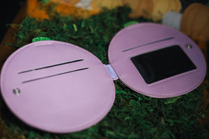 Inside view of lilac jack-o-lantern wallet