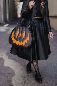 Handcrafted Too Bad Pumpkin bag/ Black and Orange-Handbag/Crossbody Dual