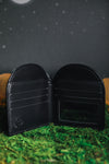 Inside view  of black headstone wallet.