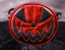Load image into Gallery viewer, Pumpkin Kult: Mean Baby- Red Metallic Pumpkin Bag