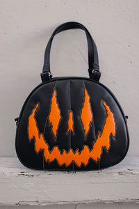 Handcrafted Too Bad Pumpkin bag/ Black and Orange-Handbag/Crossbody Dual