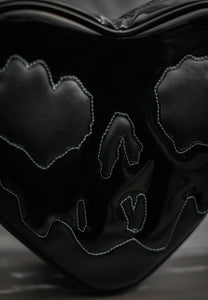 All black heart handbag with patent black goo