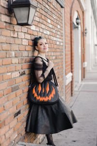 Handcrafted Too Bad Pumpkin bag/ Black and Orange- Crossbody