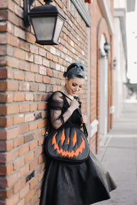 Handcrafted Too Bad Pumpkin bag/ Black and Orange- Crossbody