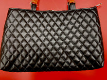 Load image into Gallery viewer, Large black and orange pumpkin shoulder bag, the back.