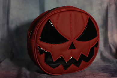 Wine and Black Patent Classic Pumpkin Bag; Handcrafted