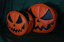 Load image into Gallery viewer, Hand Crafted : SMALL Orange Mean Face Pumpkin