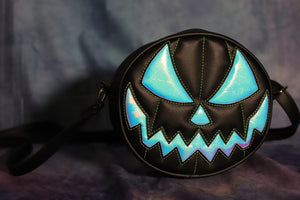 Handcrafted: Mean face Small Black and Iridescent