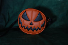 Load image into Gallery viewer, Hand Crafted : SMALL Orange Mean Face Pumpkin