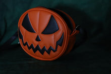 Load image into Gallery viewer, Hand Crafted : SMALL Orange Mean Face Pumpkin